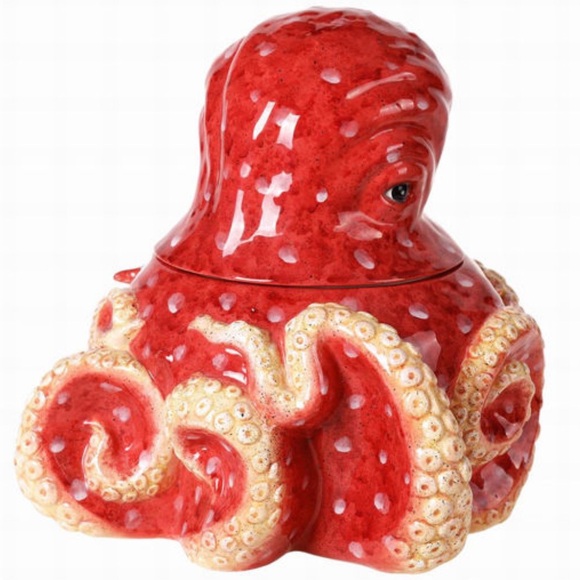Blue Sky Clayworks Octopus Shaped Ceramic Cookie Jar Hand-Painted Storage - Picture 2 of 2